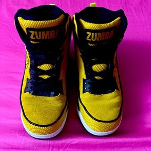 High top yellow Zumba tennis shoes